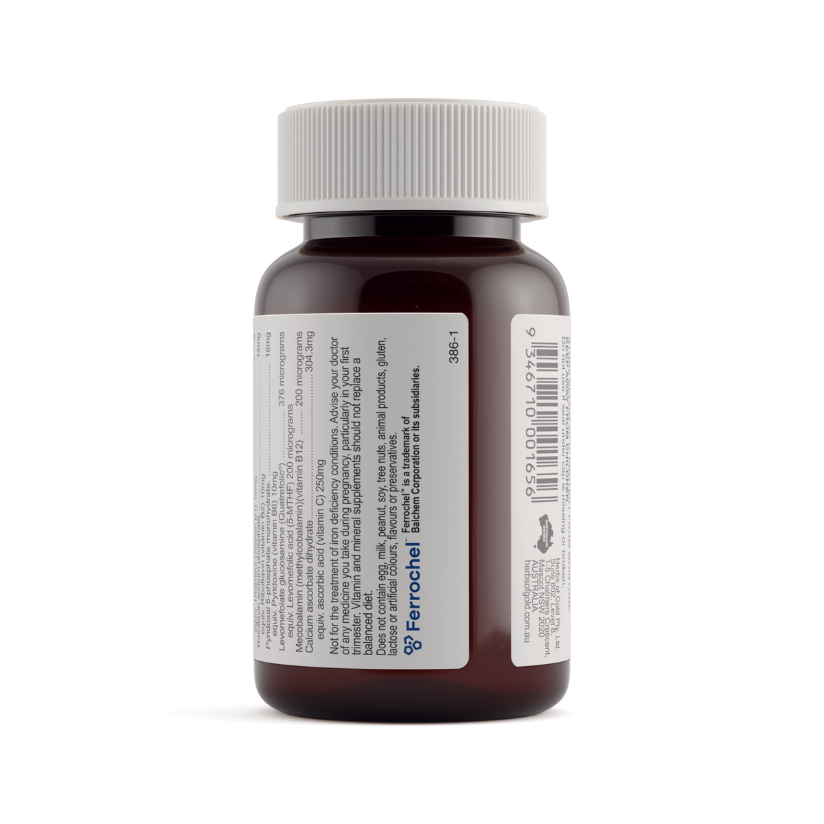Herbs of Gold Organic Iron MAX 30 Capsules — directions and warnings label