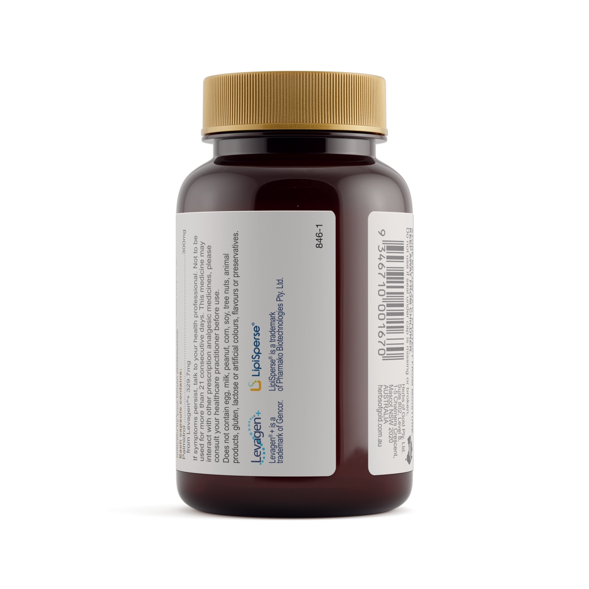 Herbs of Gold Pain Relief PEA Forte 42 Capsules — directions and warnings label