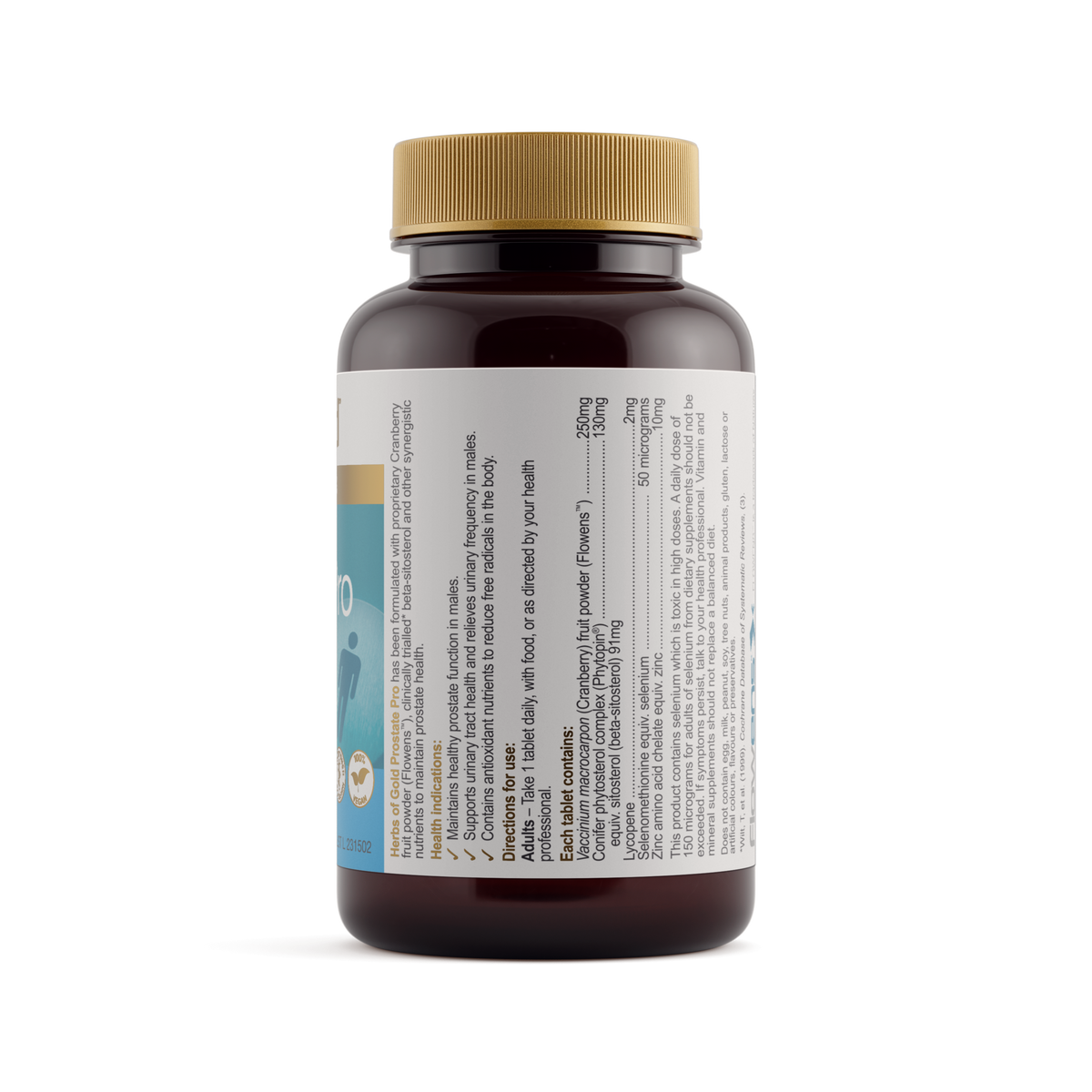 Herbs of Gold Prostate Pro 60 Tablets — ingredients label
