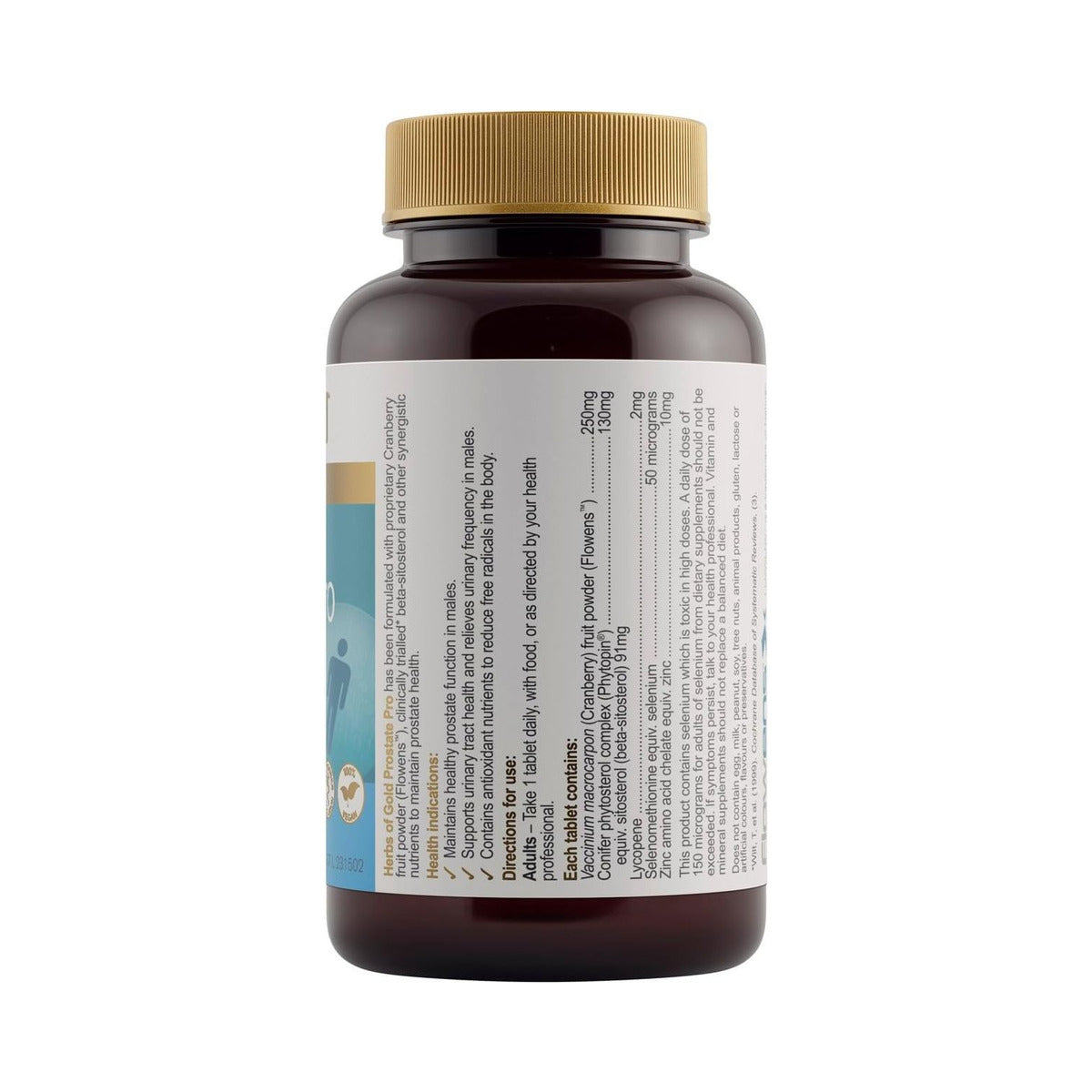 Herbs of Gold Prostate Pro 60 Tablets rear label product image