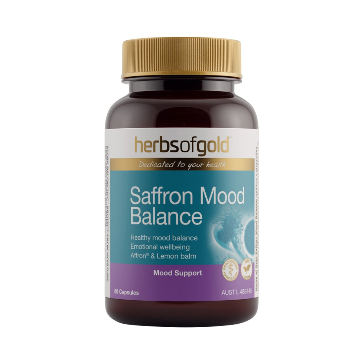 Herbs of Gold Saffron Mood Balance 60 Capsules front product image