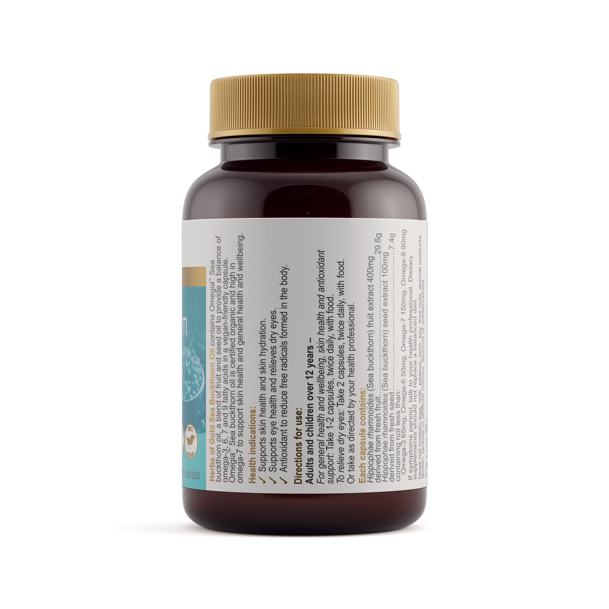 Herbs of Gold Sea Buckthorn Oil 60 Capsules — ingredients label