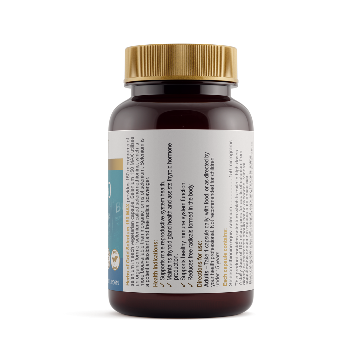 Herbs of Gold Selenium 150 MAX — ingredients label