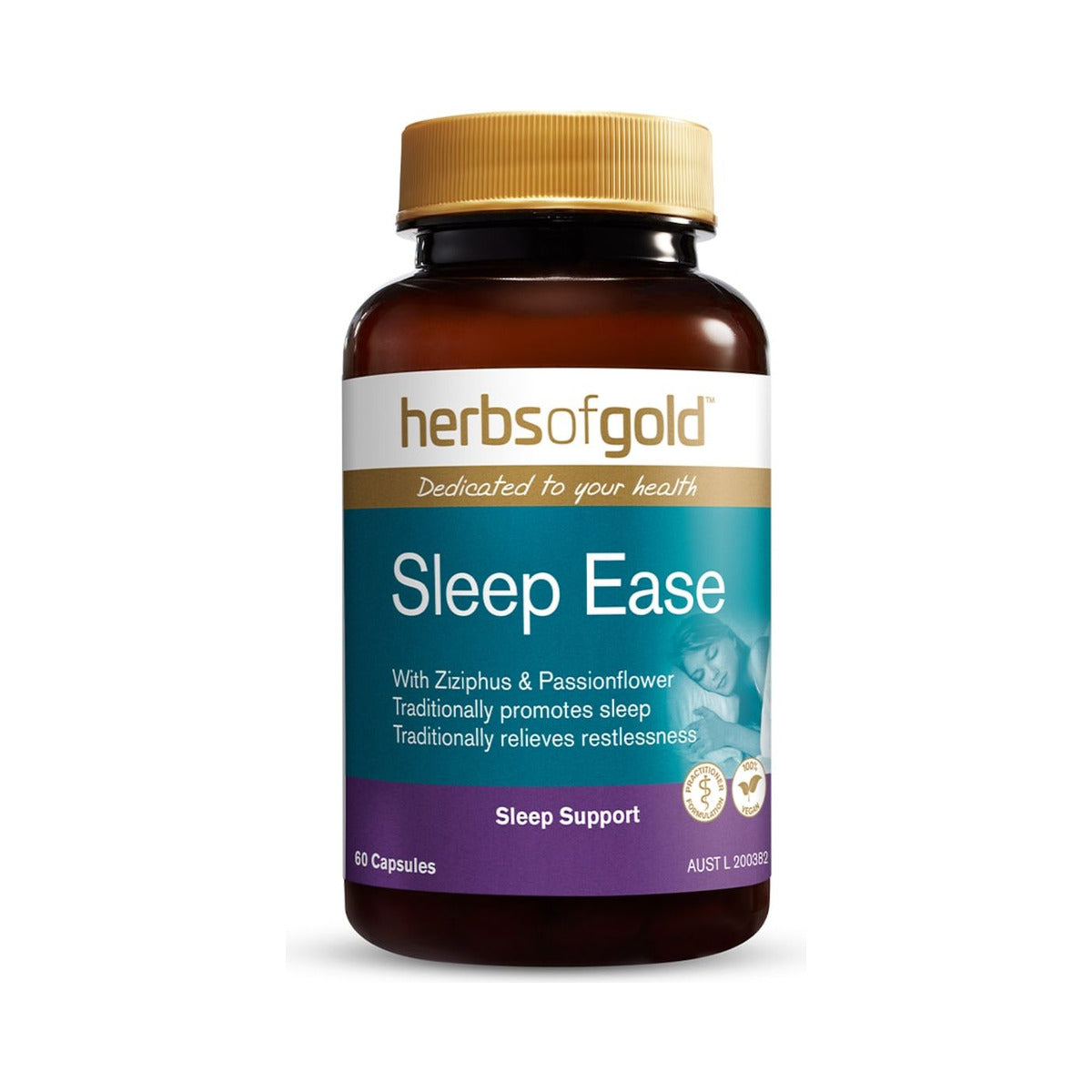 Herbs of Gold Sleep Ease 60 Capsules front product image