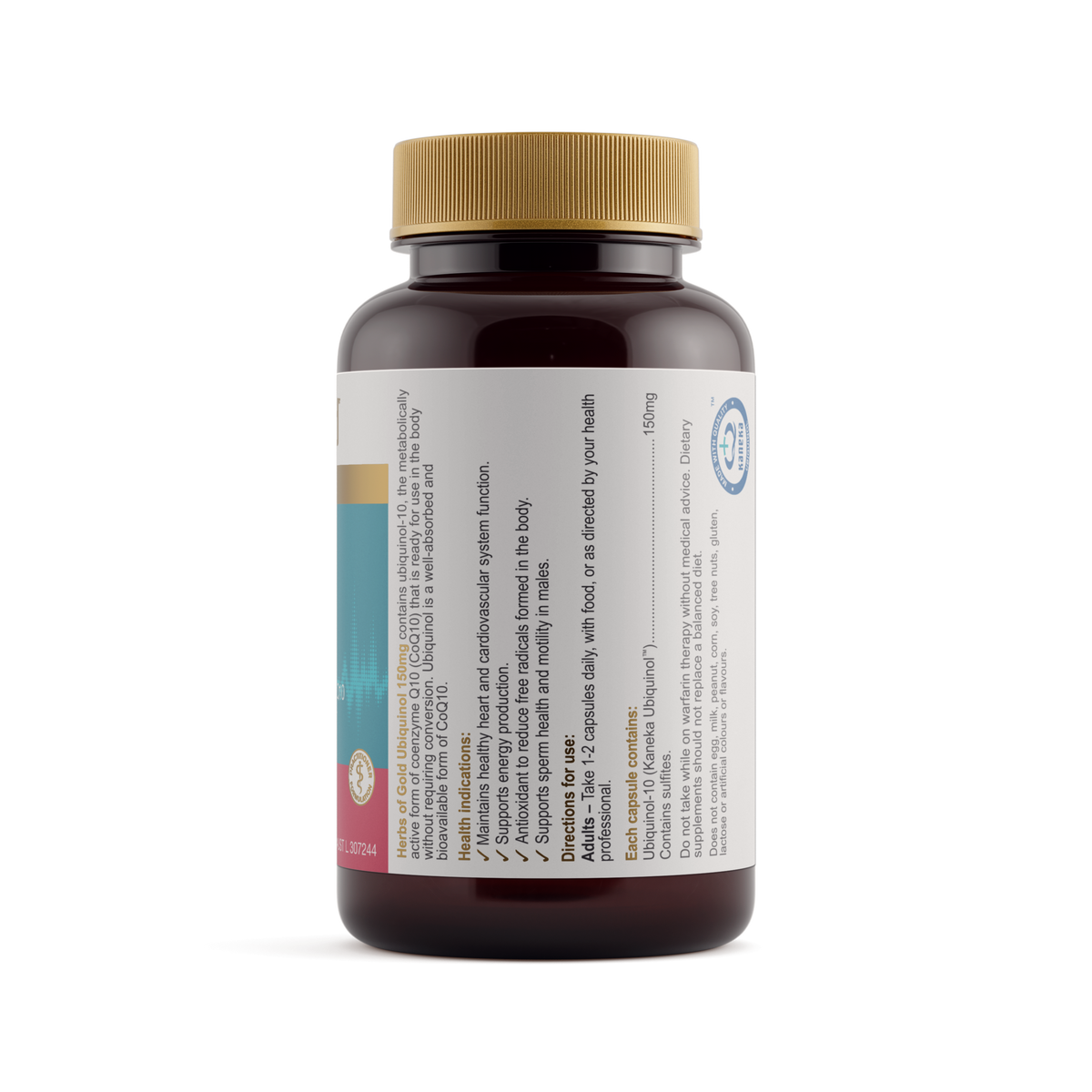 Herbs of Gold Ubiquinol 150mg 60 Capsules — ingredients label
