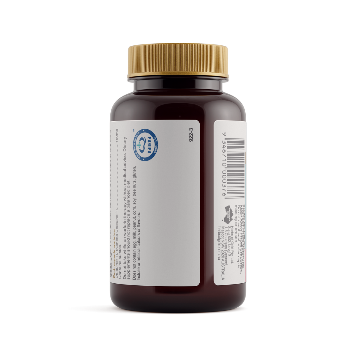 Herbs of Gold Ubiquinol 150mg 60 Capsules — directions and warnings label
