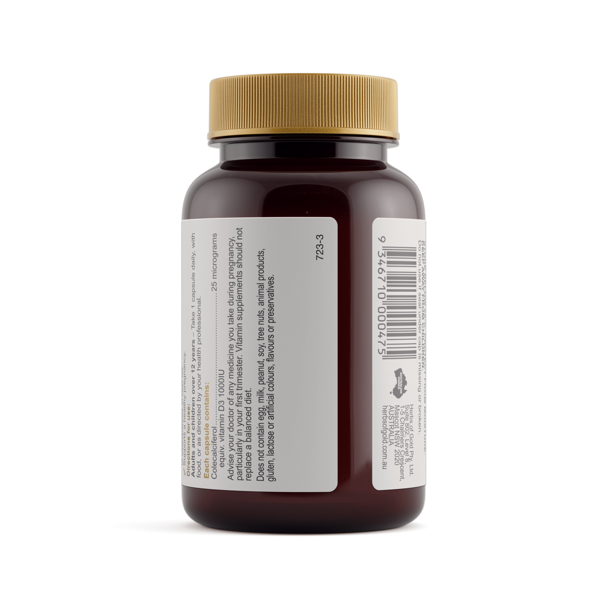 Herbs of Gold Vitamin D3 1000 — directions and warnings label