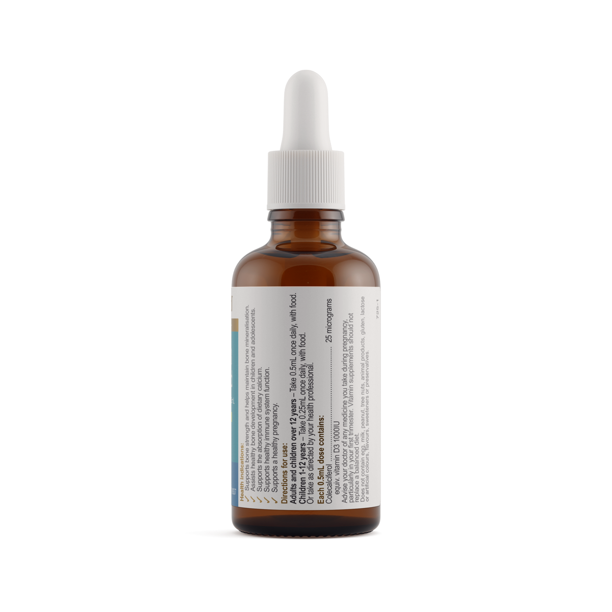 Herbs of Gold Vitamin D3 1000 Pineapple Liquid 50ml — ingredients label