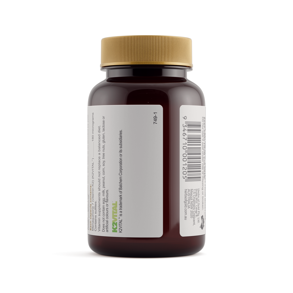Herbs of Gold Vitamin K2 180 MAX 60 Capsules — directions and warnings label