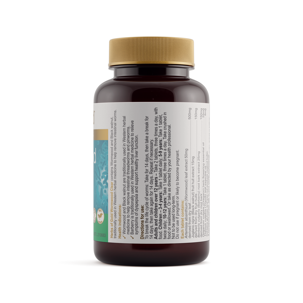 Herbs Of Gold Wormwood Clear (Formerly ParaStrike) Tablets — ingredients label