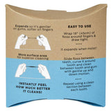 Dr. Tung's Smart Vegan Activated Charcoal Dental Floss packaging showing use directions and ingredients