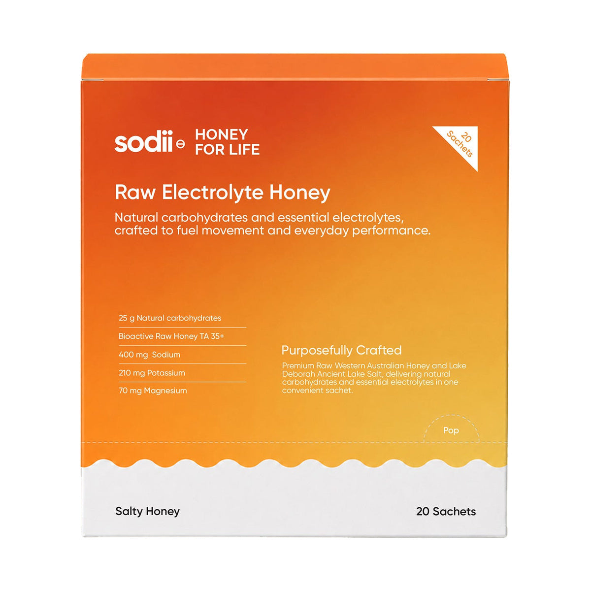 Sodii Raw Electrolyte Honey Salty Honey box of 20 x 34g sachets