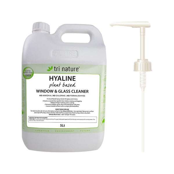 Tri Nature Hyaline Glass &amp; Window Cleaner Bulk with pump 5L