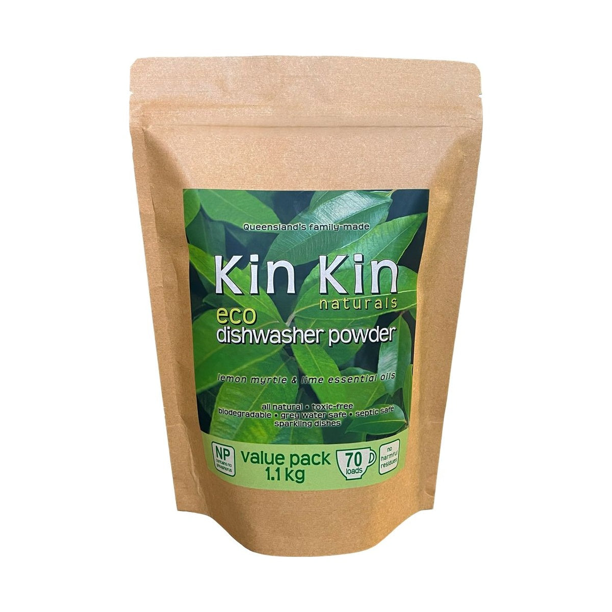 Kin Kin Naturals Eco Dishwasher Powder Lime & Lemon Myrtle Pouch – 1.1kg packshot