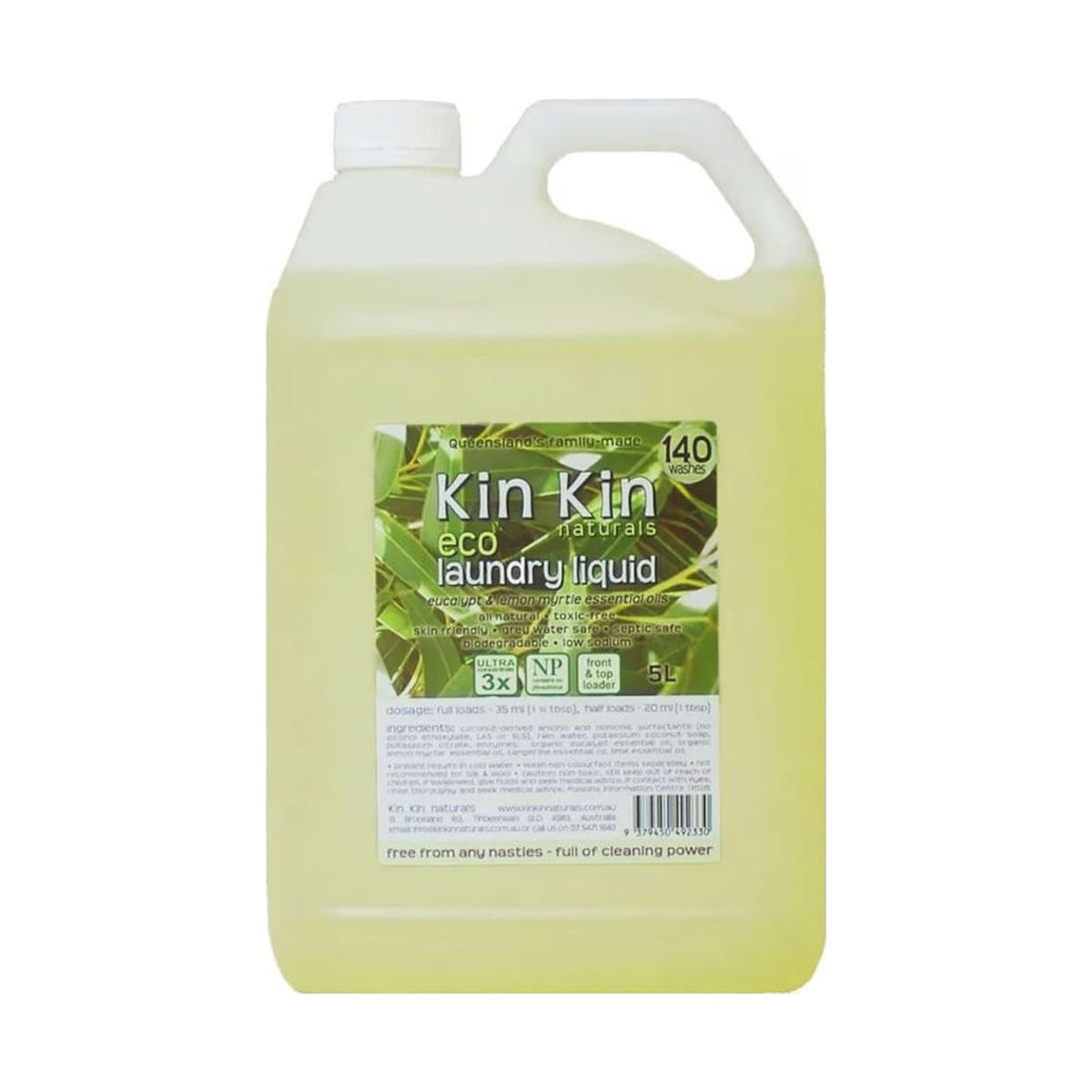 Kin Kin Naturals Eco Laundry Liquid Eucalyptus and Lemon Myrtle 5L packshot