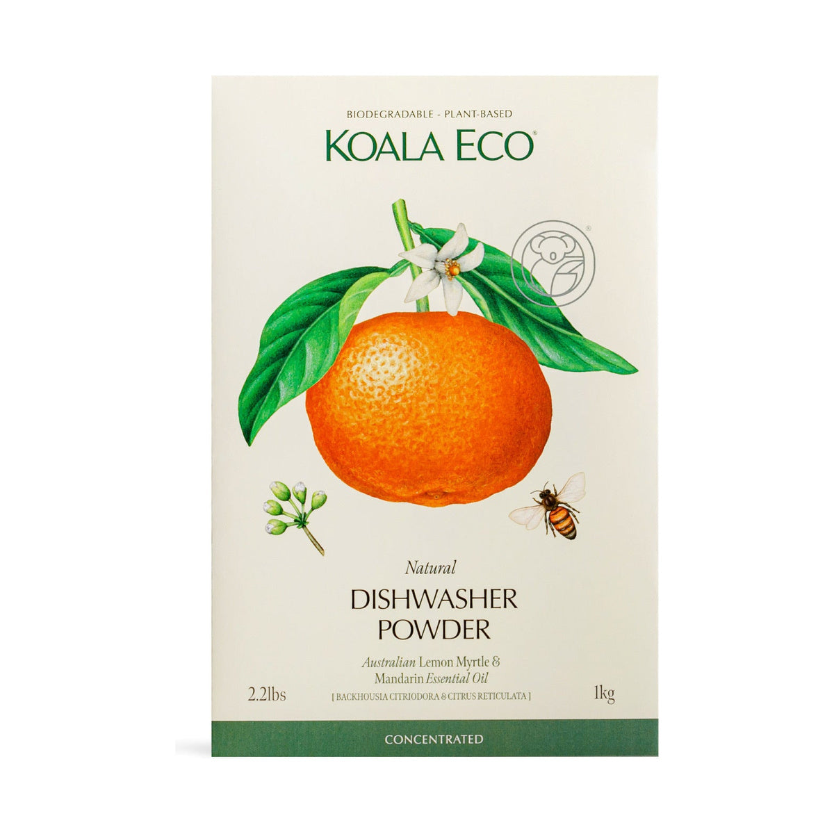Koala Eco Dishwasher Powder Lemon Myrtle & Mandarin 1kg — official product packshot