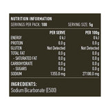 Lotus Aluminium Free Bicarbonate Soda 500g rear label and nutrition information panel