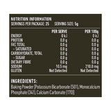 Lotus Baking Powder Gluten Free 125g rear label and nutrition information panel