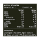 Lotus Banana Chips Organic 150g rear label and nutrition information panel