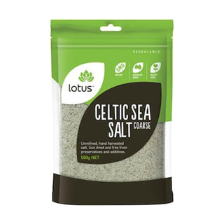 Lotus Celtic Sea Salt Coarse 500g front pack on white background