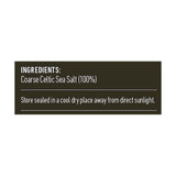 Lotus Celtic Sea Salt Coarse 500g rear label and nutrition information panel