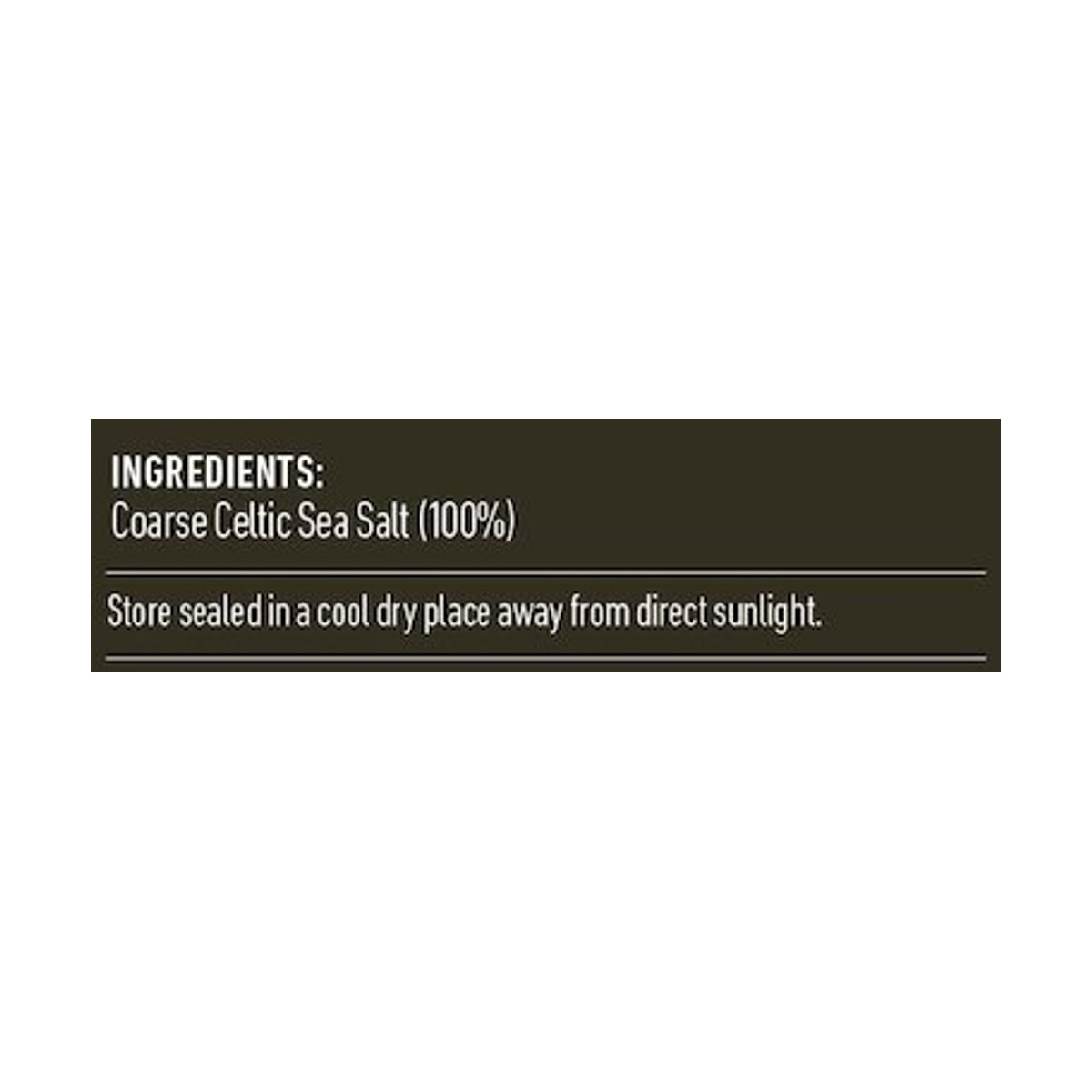 Lotus Celtic Sea Salt Coarse 1kg rear label and nutrition information panel