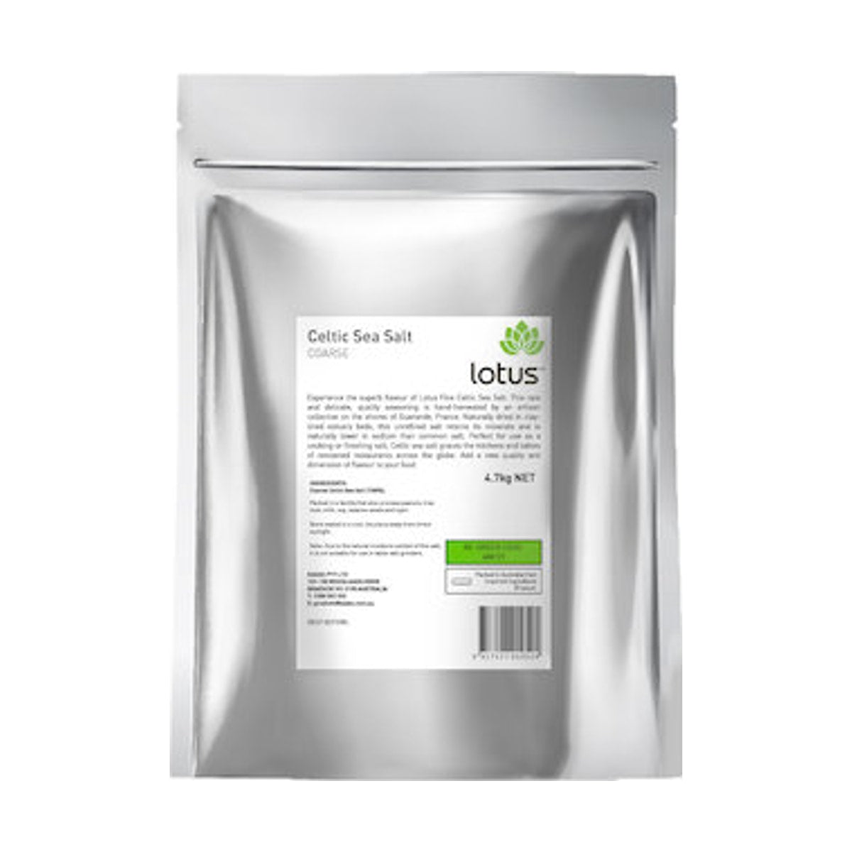 Lotus Celtic Sea Salt Coarse 4.7kg front pack on white background