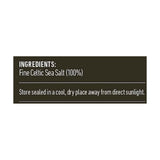 Lotus Celtic Sea Salt Fine 500g rear label and nutrition information panel