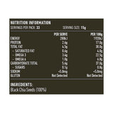 Lotus Chia Seeds Black 500g rear label and nutrition information panel