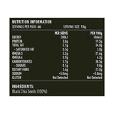 Lotus Chia Seeds Black 1kg rear label and nutrition information panel