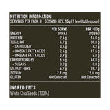 Lotus Chia Seeds White 125g rear label and nutrition information panel