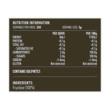 Lotus Fructose Fruit Sugar 1kg rear label and nutrition information panel