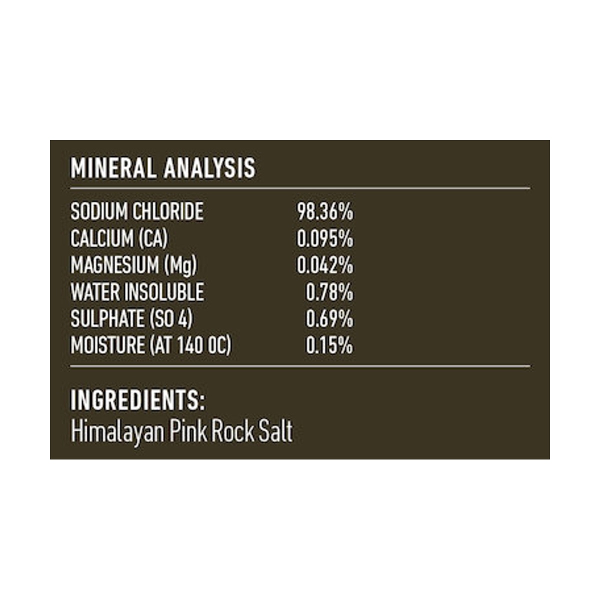 Lotus Himalayan Pink Coarse Salt G/F 500g rear label and nutrition information panel