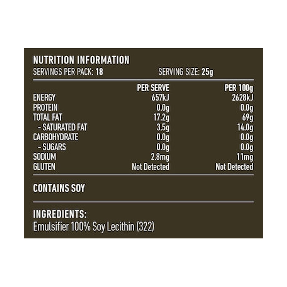Lotus Lecithin Granules 450g rear label and nutrition information panel