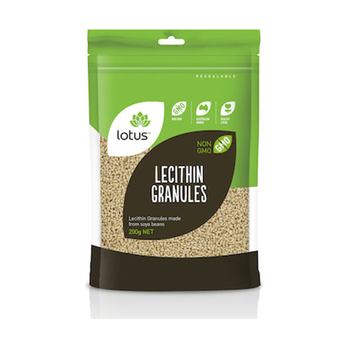 Lotus Lecithin Granules 200g front pack on white background