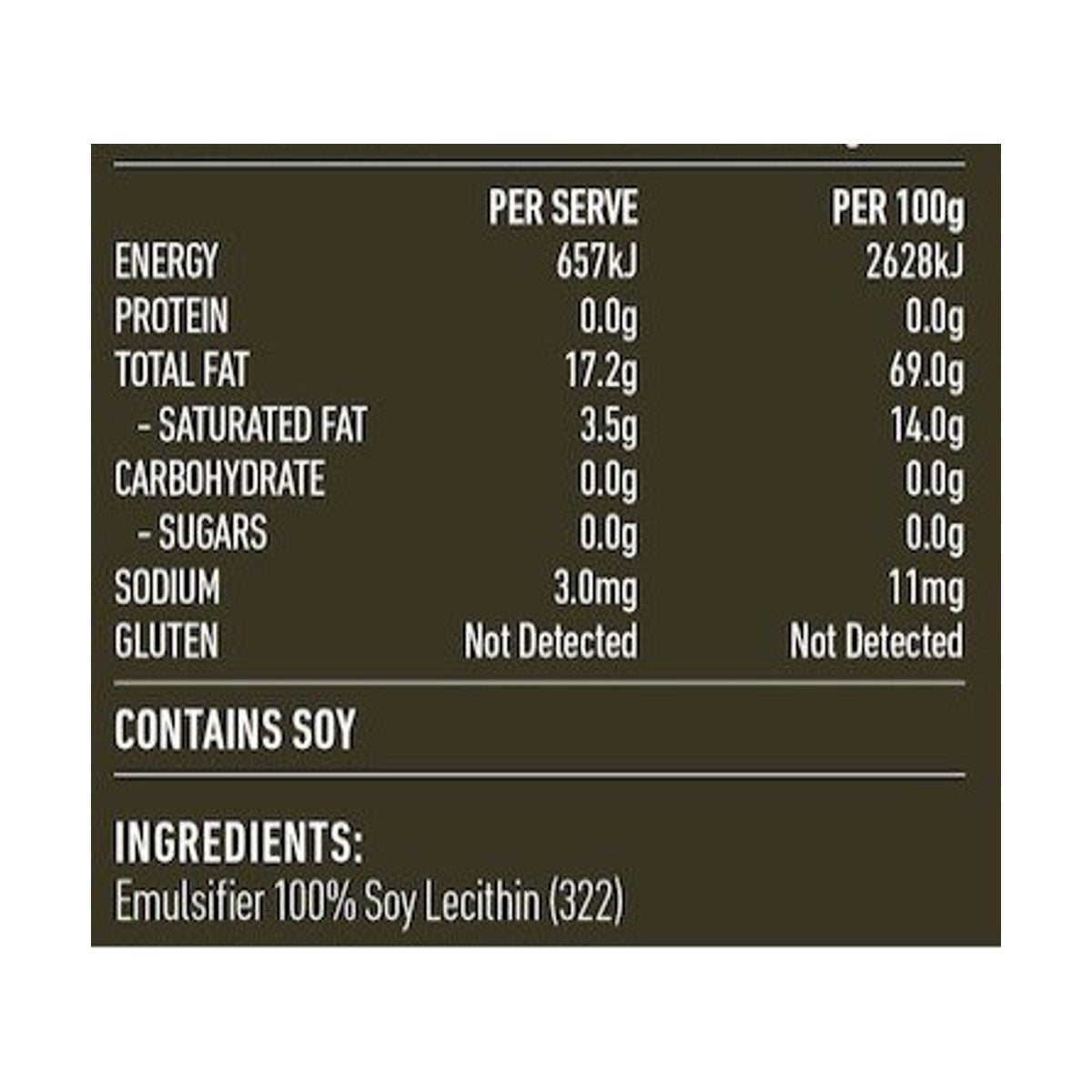 Lotus Lecithin Granules 200g rear label and nutrition information panel