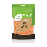 Lotus Lentils Red Split Organic 250g front pack on white background