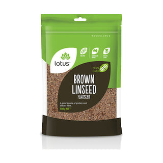 Lotus Linseed (Flaxseed) Brown 500g front pack on white background