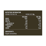 Lotus Organic Amaranth Flour 500g rear label and nutrition information panel