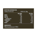 Lotus Organic Buckwheat Flour 500g rear label and nutrition information panel