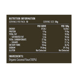 Lotus Organic Coconut Flour 500g rear label and nutrition information panel