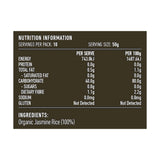 Lotus Organic Jasmine Rice 500g rear label and nutrition information panel