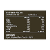 Lotus Organic Rapadura Sugar 500g rear label and nutrition information panel