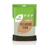 Lotus Organic Self-Raising Wheat Flour 1kg front pack on white background