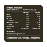 Lotus Organic Traditional Rolled Oats Creamy Style 750g rear label and nutrition information panel