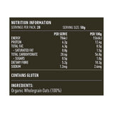 Lotus Organic Traditional Rolled Oats Creamy Style 1kg rear label and nutrition information panel