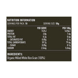 Lotus Organic White Rice Flour 500g rear label and nutrition information panel