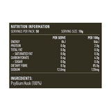 Lotus Psyllium Husks 500g rear label and nutrition information panel
