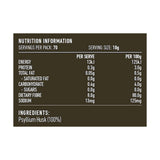 Lotus Psyllium Husks 700g rear label and nutrition information panel
