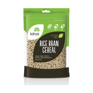 Lotus Rice Bran Cereal 250g front pack on white background
